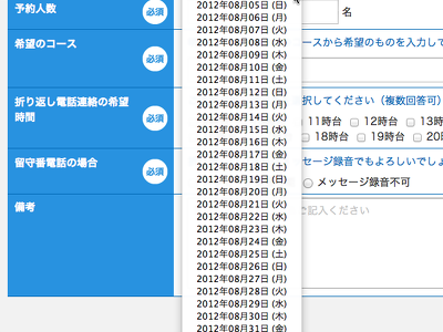 日付の選択を表示させるモジュール