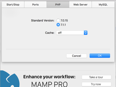 OS X 無料版の MAMP で PHP のバージョンを標準から変更する方法