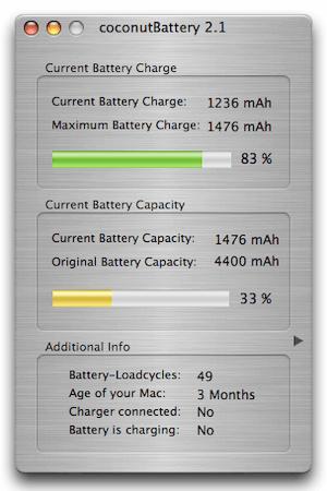 coconutBatteryでバッテリーの状態をチェック！