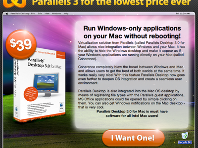 Parallels Desktop 3.0 for Mac が $39