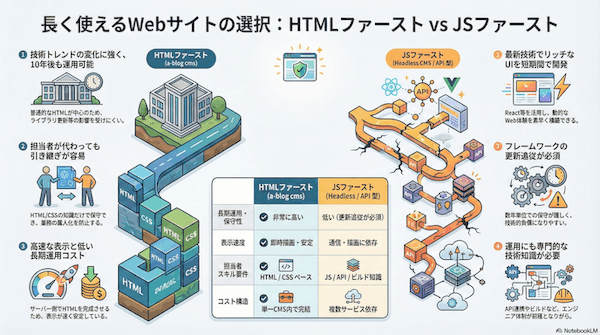 なぜ HTMLファーストな a-blog cms は長期運用に優れているのか
